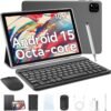 Tableta Android PRITOM 15 de 10,1 inch, 16 GB de RAM, 64 GB de ROM, con funda con teclado y bolígrafo, cámara doble, batería de 8MP, 6000mAh, regalo Ideal para la escuela y el día a día