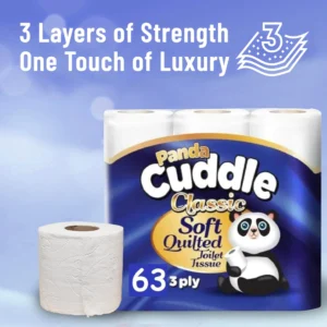 120 Rolls Panda Cuddle Classic Soft Quilted 3-Ply Toilet Tissue