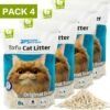 Pack de 4 Bolsas - BPS Arena de Tofu para Gatos 6L - Sin Polvo Fácil de Aglomerar y Controla Olores - Biodegradable y Segura para Gatitos