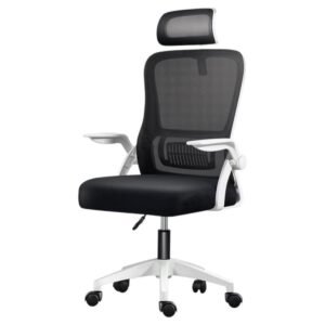 Silla de Oficina, para Gaming, Escritorio Ergonmica con Reposacabezas, Ajustable y con Soporte Lumbar Respaldo de Malla Transpirable Reposabrazos Abatibles de 90 Giratoria 360 (SF168-002)